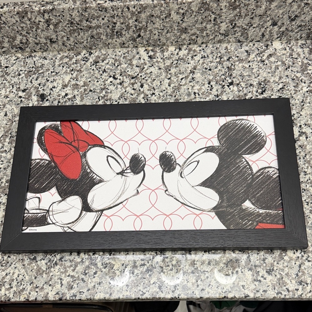 Disney Framed Minnie & Mickey Kiss Art - Black, Red, White